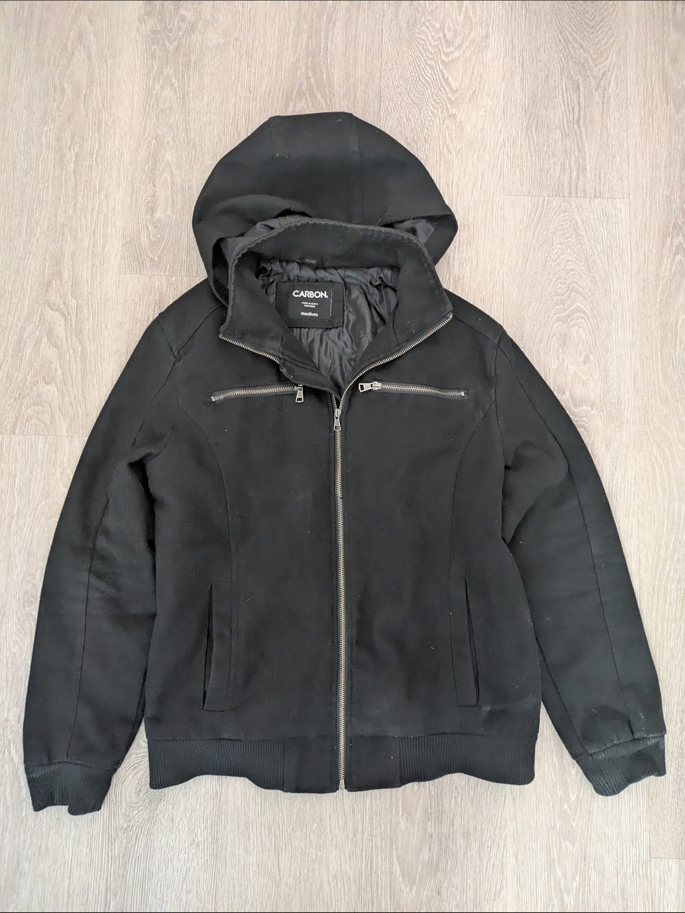 Hooded Black Zip-Up Jacket